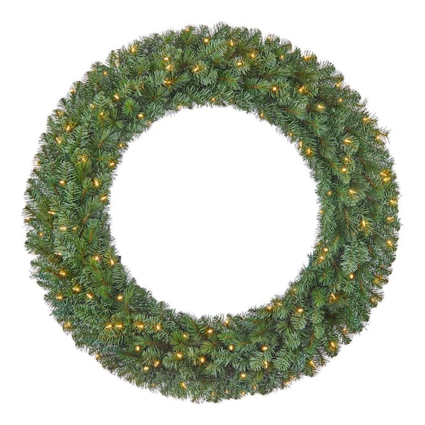 48 in. Wesley Long Needle Pine LED Pre-Lit Artificial Christmas Wreath