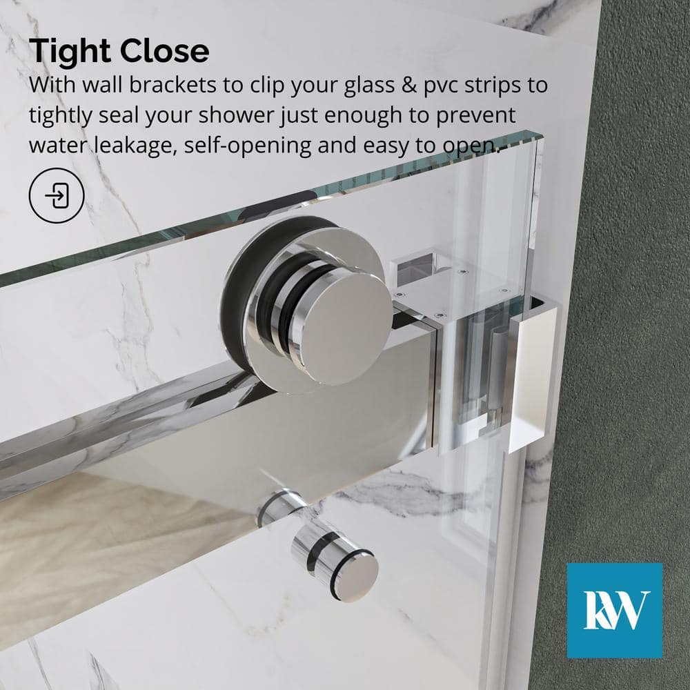 60-Inch Chrome Frameless Double Sliding Shower Door with Clear Glass