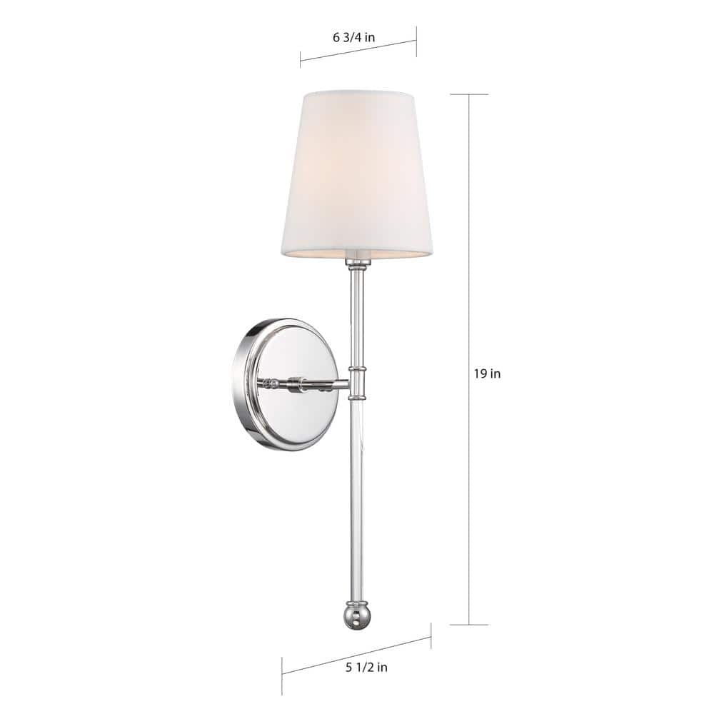 Olmsted 19" Polished Nickel Wall Sconce with White Linen Shade