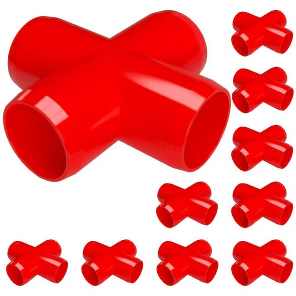Formufit 1/2 in. Furniture Grade PVC Cross in Red (10-Pack)