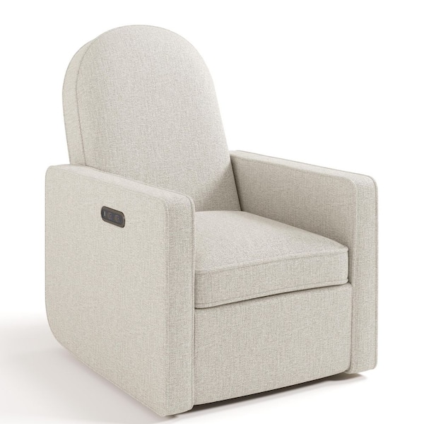 Olivia Dune Basketweave Nursery Power Recliner Swivel Glider