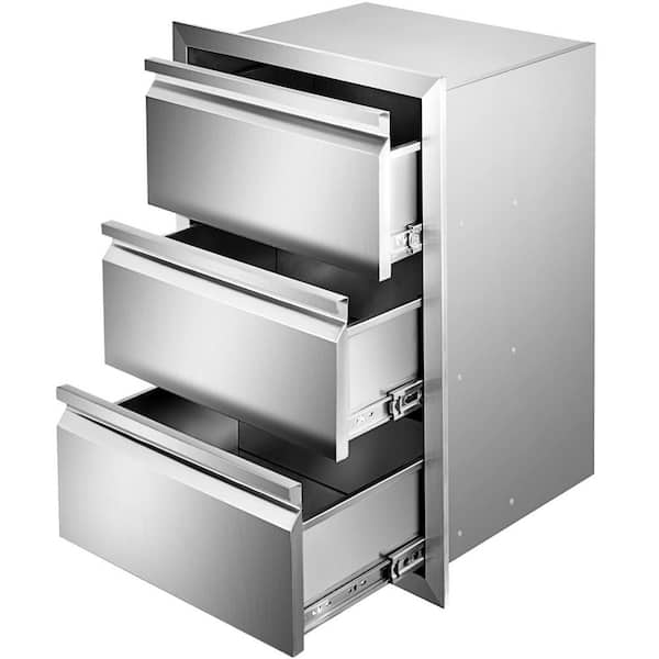 VEVOR 14.7 in. W x 25.4 in. H x 18.7 in. D Outdoor Kitchen Drawers Stainless Steel Box Frame Flush Mount BBQ Access Drawers