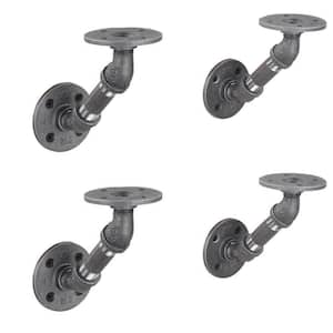 1/2 in. Black Pipe 4.625 in. W x 4.65 in. H Wall Mounted Double Flange Angled Shelf Bracket Kit (4-Pack)