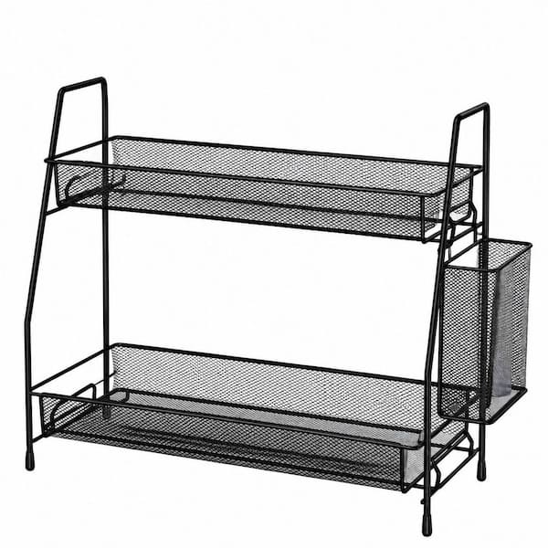 Two-Tier Bathroom and Kitchen Countertop Organizer Spice Rack, 14.17 x 5.55 x 12.72 In
