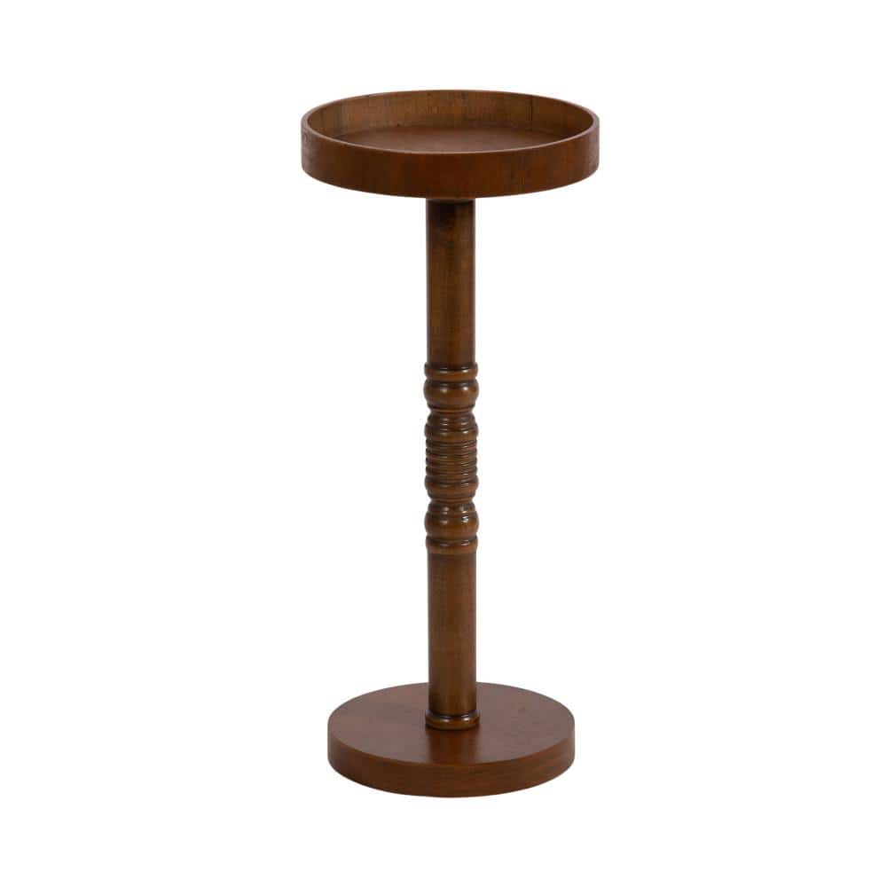 Bellport 10 in. Rustic Brown Round Wood End Table