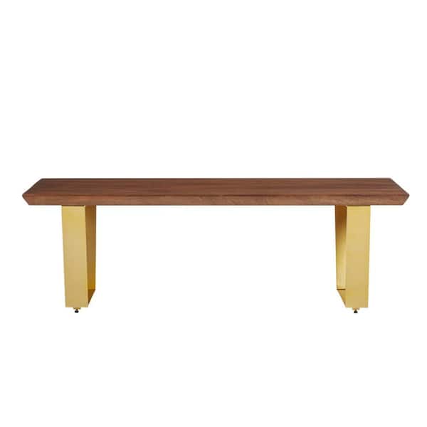 Home Decorators Collection Wimberly 48 in. Walnut/Brass Large Rectangle Wood Coffee Table with Metal Base