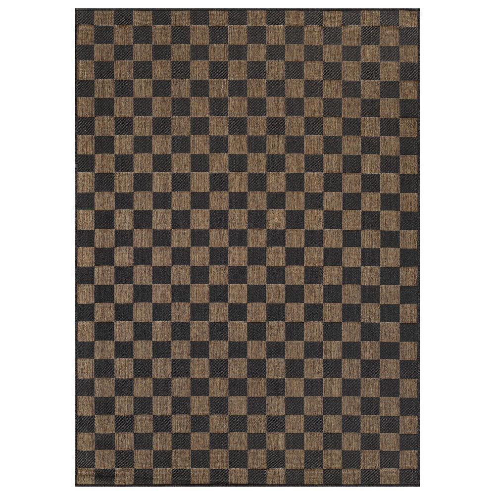 Checkered Dark Gray/Natural Easy-Care Jute-Style Indoor/Outdoor Flat Woven 5 ft. x 7 ft. Dark Gray Area Rug price history on PriceWatchPro