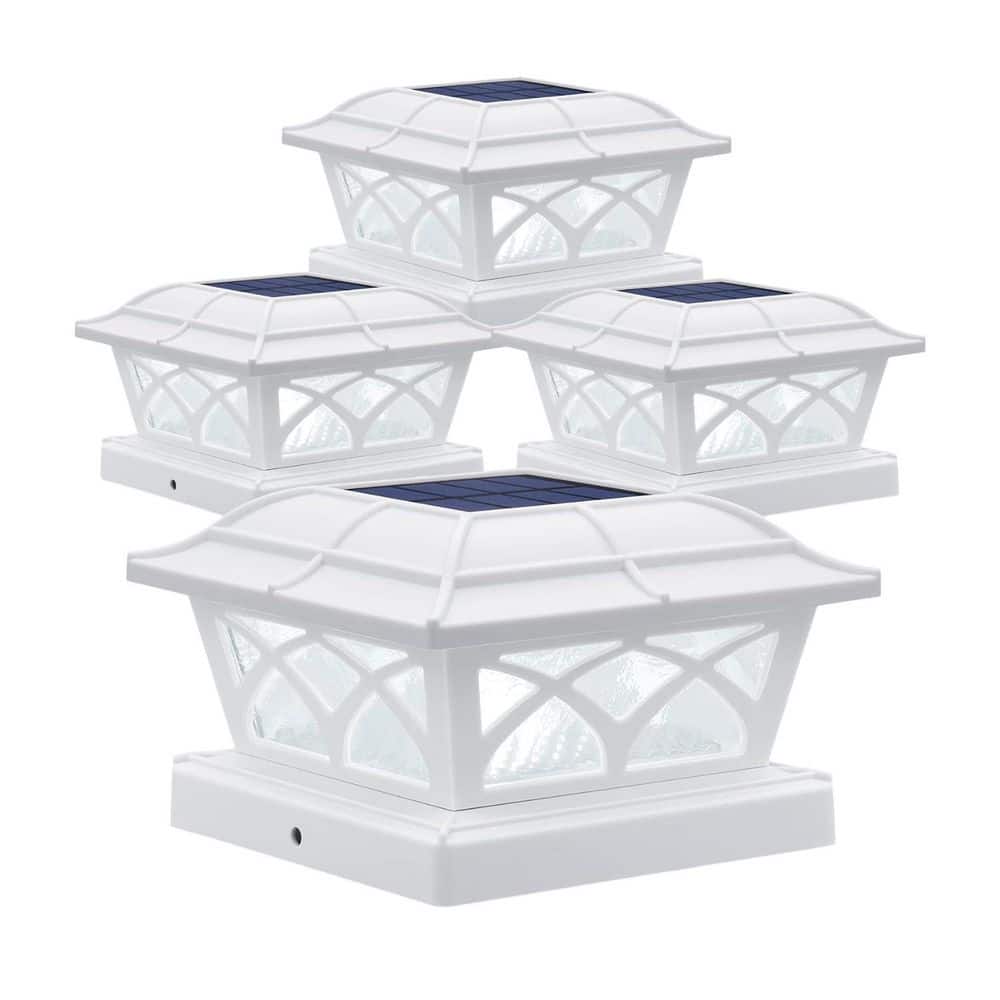 4-Pack Glass Solar Post Cap Lights Outdoor 2 Color Modes 8 LEDs for 4 x 4 5 x 5 6 x 6 Posts Decoration White price history on PriceWatchPro