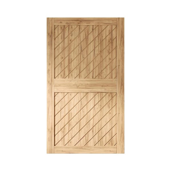 HOMACER XT1 42 in. x 84 in. C-Panel Solid Core Unfinished Slanted Stripe Design Pine Wood Interior Sliding Barn Door Slab