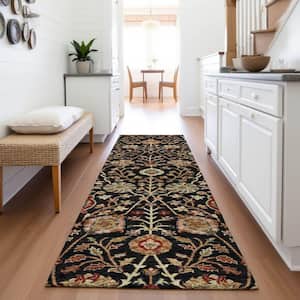 Mayfield Premium Machine Washable Abstract AMF1085 Black 2 ft. 3 in. x 7 ft. 6 in. Runner Rug