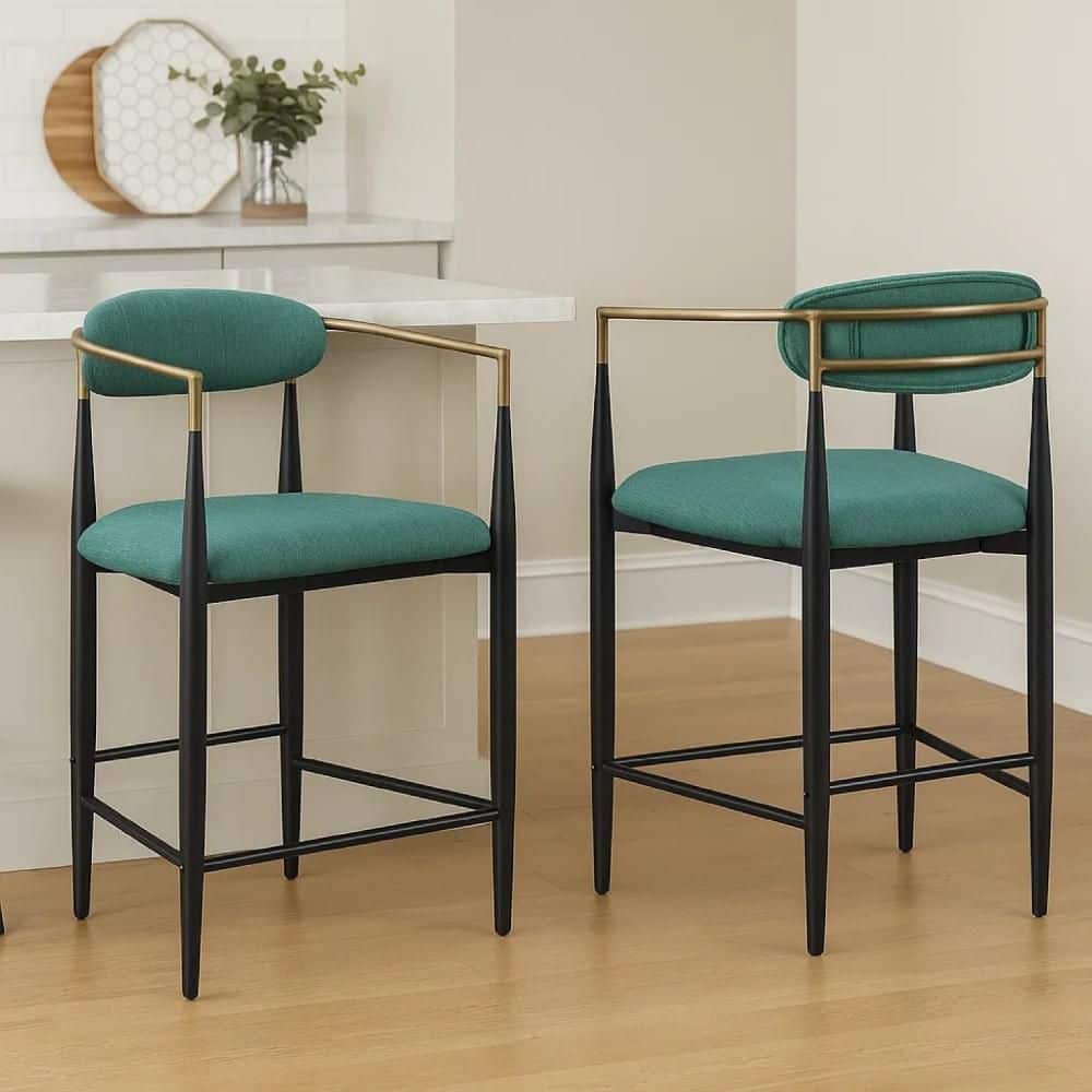 Tiara Teal Green and Black Fabric Counter Height Chair Set of 2 price history on PriceWatchPro