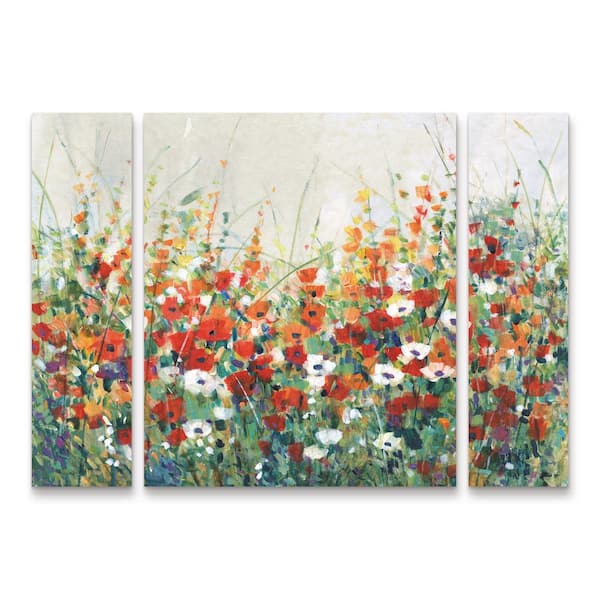 Trademark Fine Art Tim OToole Garden in Bloom II 3-Piece Panel Set Unframed Photography Wall Art 30 in. x 41 in