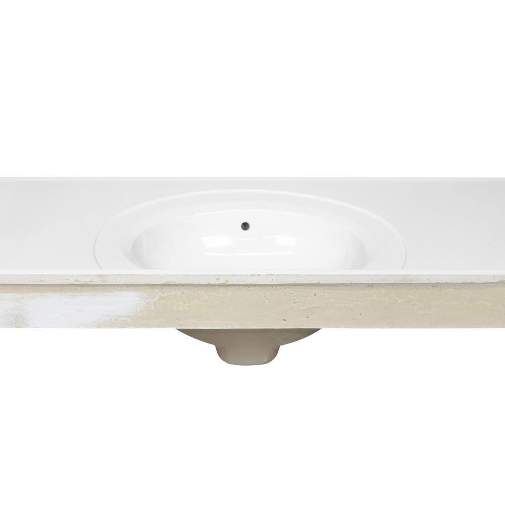 61-Inch White Cultured Marble Vanity Top with Backsplash