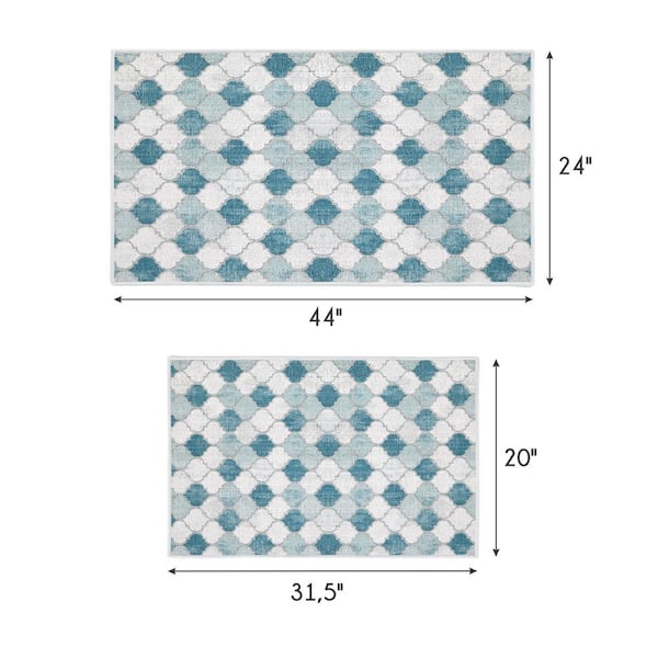 SUSSEXHOME Geometric Turquoise 44 in. x 24 in. and 31.5 in. x 20