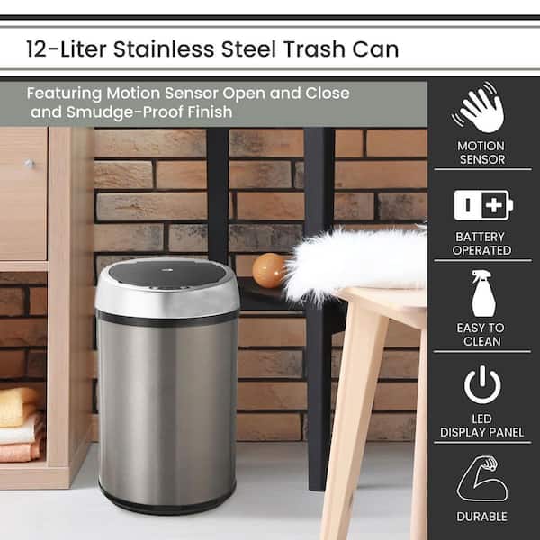 Trash Cans 21 Gallon Motion Sensor Stainless Steel With Lid