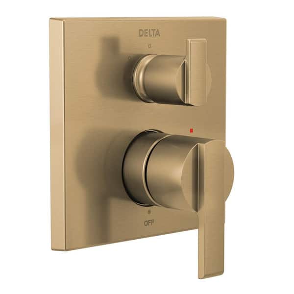 Delta Ara 2-Handle Wall-Mount Valve Trim Kit with 3-Setting Integrated Diverter in Champagne Bronze (Valve not Included)