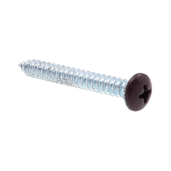 Prime-Line #10 x 1-1/2 in. Zinc Plated Steel with Brown Head Phillips Drive Pan Head Self-Tapping Sheet Metal Screws (25-Pack)