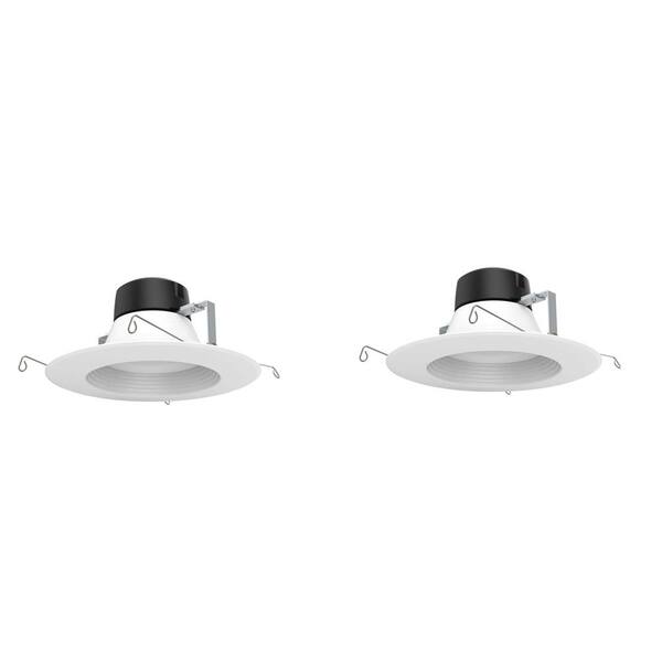 EnviroLite 5 in./6 in. LED Recessed Ceiling Light with White Baffle Trim, 3000K, 90 CRI (2-Pack)