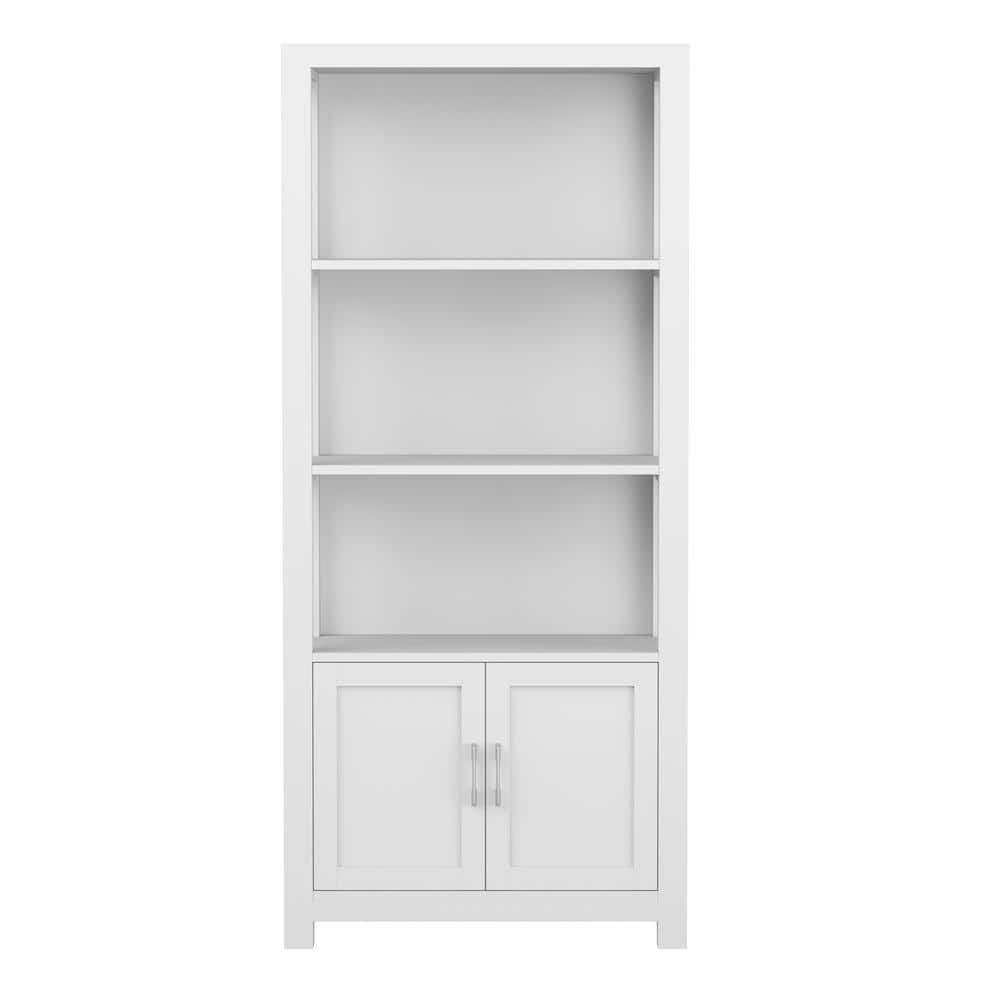 Martha Stewart 68" Gray Wood Shaker Bookcase with Storage Cabinet