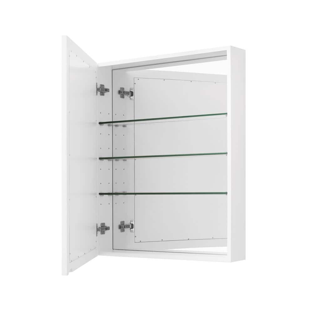 Elegant Transitional 36"x28" White Framed Mirror Cabinet