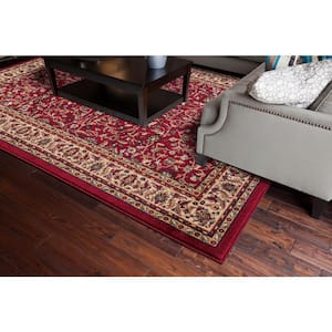 Jewel Collection Kashan Red Rectangle Indoor 9 ft. 3 in. x 12 ft. 6 in. Area Rug