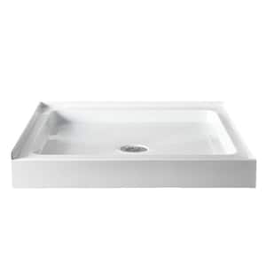 36 in. L x 36 in. W Square Corner Shower Pan Base with Center Drain Shower Bases & Pans in Gloss White for RV/Bathroom