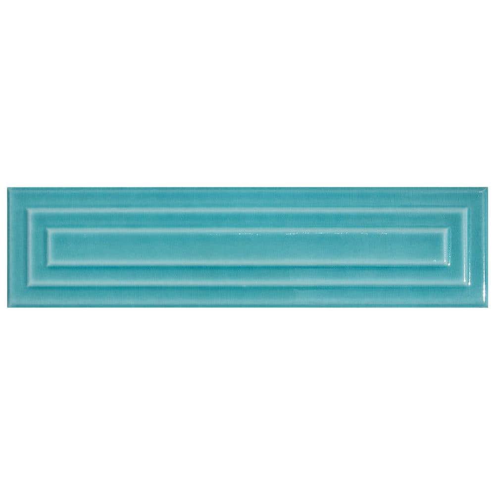 Colorwave Framed Teal Green 4.43 in. x 0.34 in. Polished Crackled Ceramic Wall Tile Sample price history on PriceWatchPro