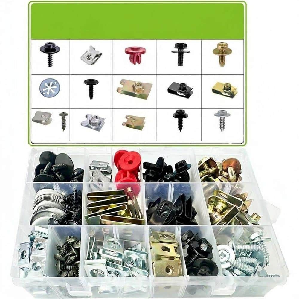 241-Pieces Body Bolt and U-Nut Kit Assortment with 16 Sizes Car Fastener U Clips Bumper Screw for Multiple Models price history on PriceWatchPro