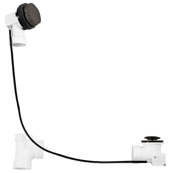 Westbrass 35 in. Cable Drive Bath Drain Trim with Rotary Overflow Cover Knob, Pop-Up Stopper - Sch. 40 PVC, Oil Rubbed Bronze