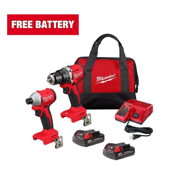 M18 18V Lithium-Ion Brushless Cordless Compact Drill/Impact Combo Kit (2-Tool) w/(2) 2.0 Ah Batteries, Charger & Bag