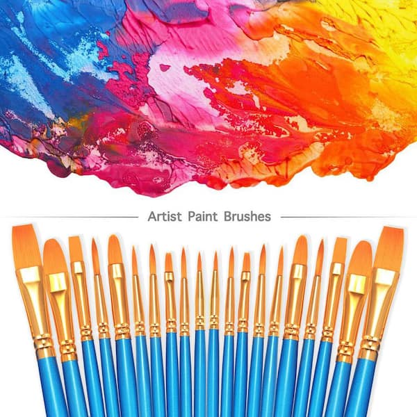 Small Paint Brushes Bulk, 50 Pcs Flat Tip Paint Brushes with round Acrylic  Paint Brushes Set Craft Brushes for Kids Classroom Acrylic Watercolor
