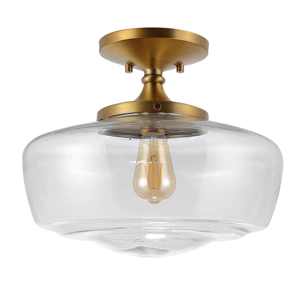 Marfa 17" Brass Gold Glass Farmhouse Modern LED Flush Mount