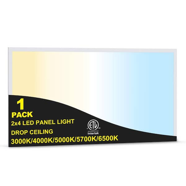 AIKVSXER 1-Pack 2 ft. x 4 ft. 7700 Lumens Dimmable Integrated LED Flat Panel Light Drop Ceiling Fixture with Selectable 5CCT