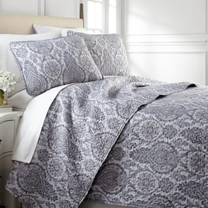 Boho Paisley Gray 2-Piece Twin Microfiber Quilt Set