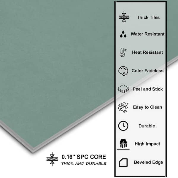 Green 9 in. x 9 in. x 0.16 in. Vinyl Peel and Stick Backsplash Waterproof Vinyl Tile Flooring (0.57 sq. ft. )