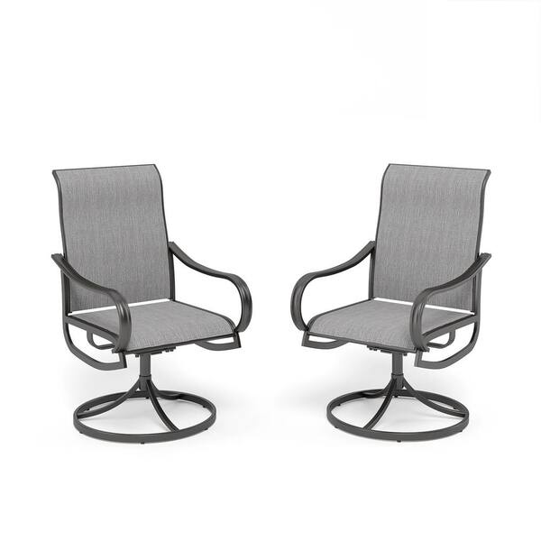 Phi Villa Black Swivel Textilene Metal Patio Outdoor Dining Chair 2 Pack Thd E02gf093gr The 6187