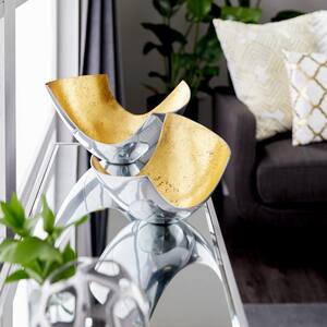 Gold Aluminum Decorative Bowl with Gold Interior (Set of 2)