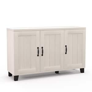 3-Door White Wash 45 in. Buffet Sideboard Storage Credenza Cabinet Console Adjustable Shelf