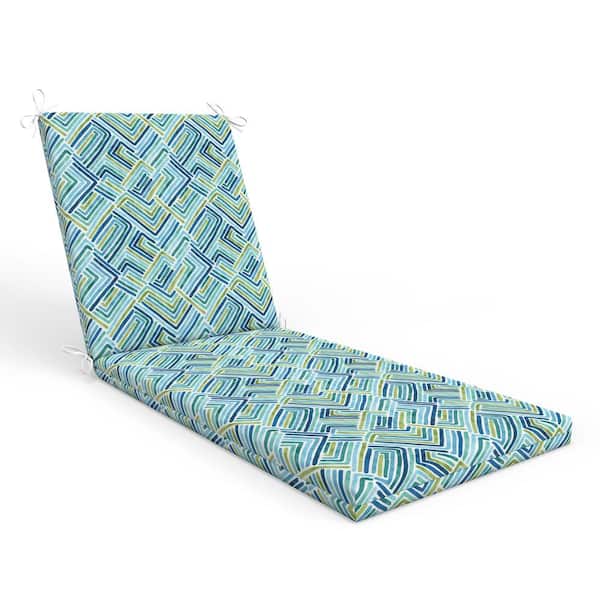 Geometric 23 in W x 3 in H Outdoor Piece Solid Back Chaise Lounge Cushion 1-Count in Estie Ocean