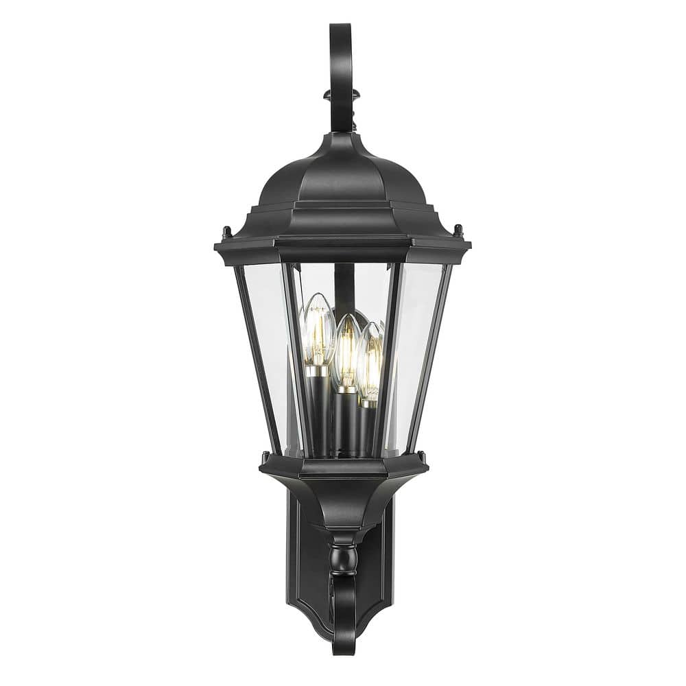 Matte Black Cast Aluminum 25" Outdoor Wall Lantern Sconce