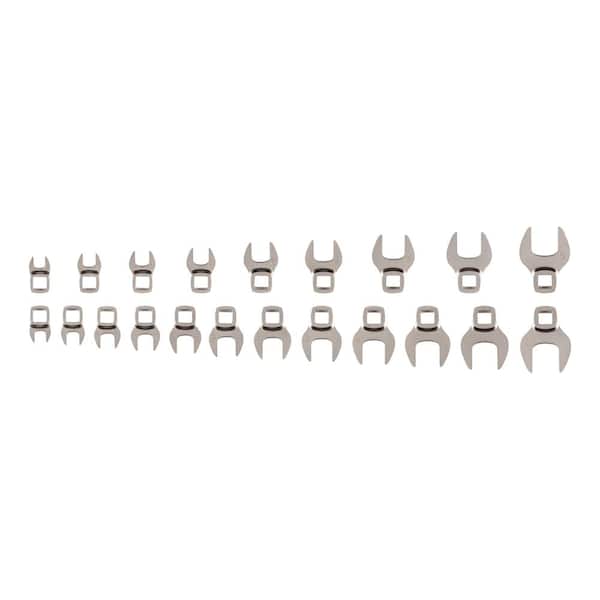 TEKTON 5/16-3/4 in., 8-19 mm 3/8 in. Drive Crowfoot Wrench Set (21-Piece)