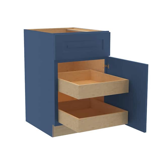 Home Decorators Collection Grayson 21 in. W x 24 in. D x 34.5 in. H Assembled Plywood Base Kitchen Cabinet in Mythic Blue with 2ROT Soft Close RH
