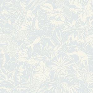Corcovado Light Blue Jungle Jamboree Matte Paper Pre-Pasted Wallpaper