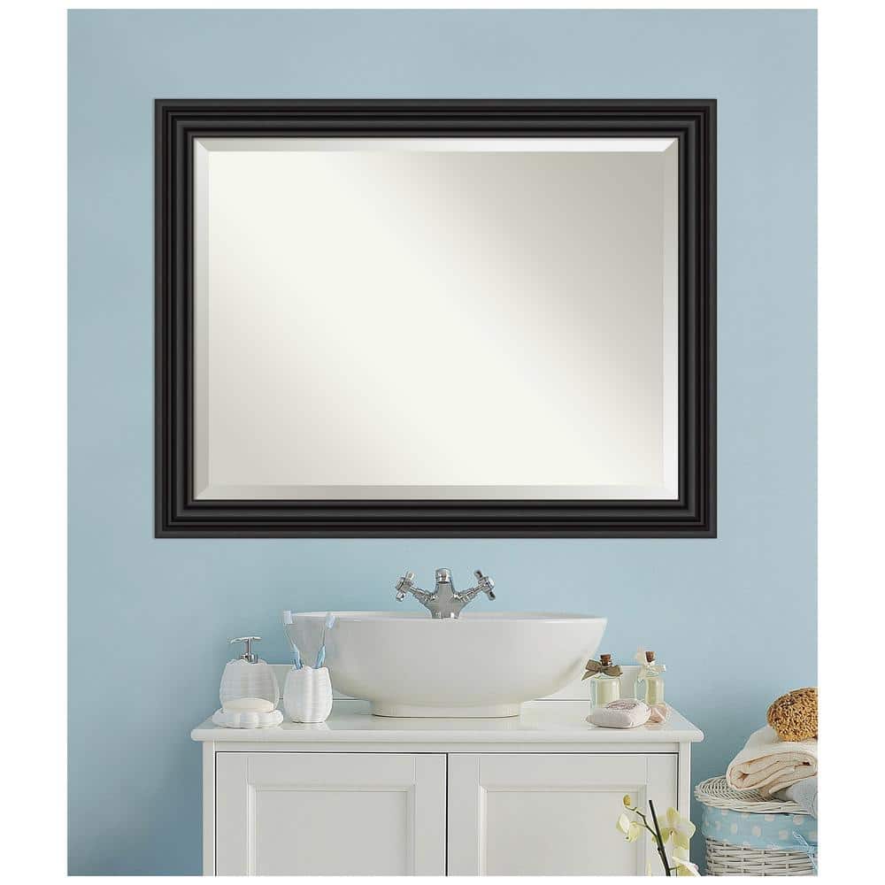 Colonial Black Polystyrene Rectangular Bathroom Vanity Mirror