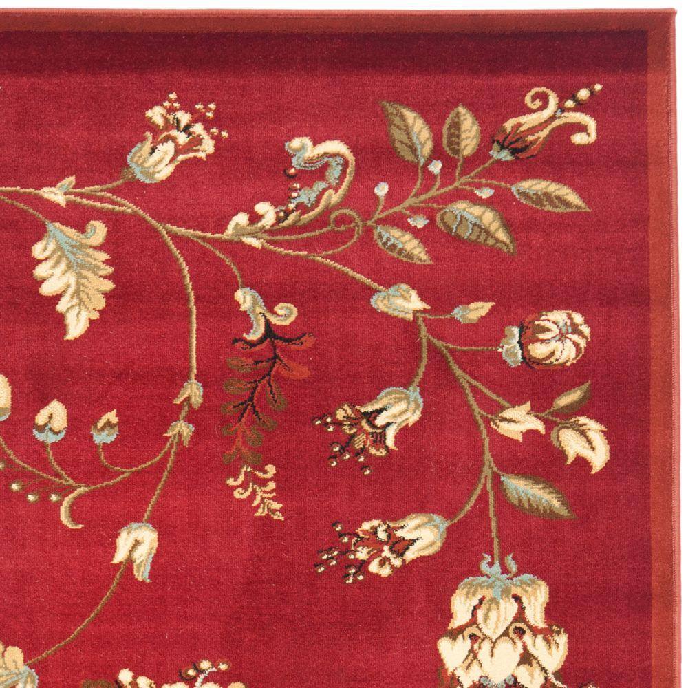 Lyndhurst Red and Multi Floral Synthetic Runner Rug, 2'3" x 8'
