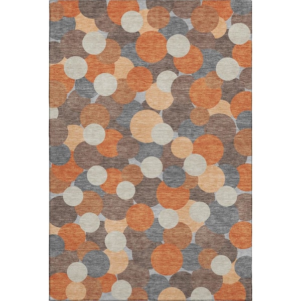Mayfield Premium Machine Washable Abstract AMF2450 Orange 9 ft. x 12 ft. Area Rug