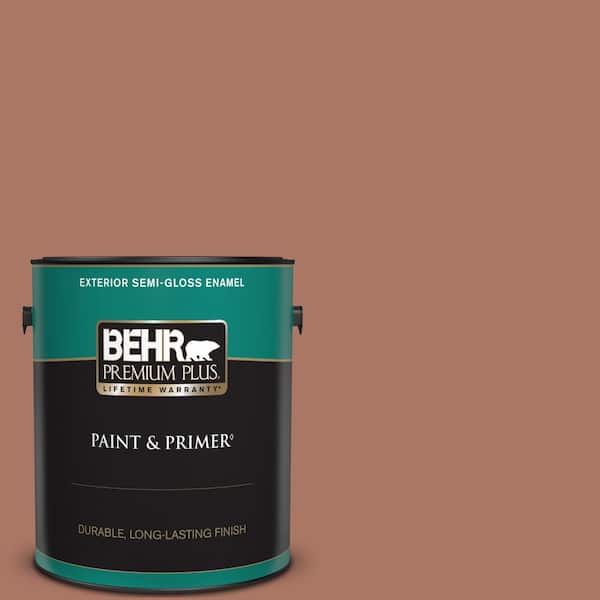 BEHR PREMIUM PLUS 1 gal. #210F-6 Chutney Brown Semi-Gloss Enamel Exterior Paint & Primer