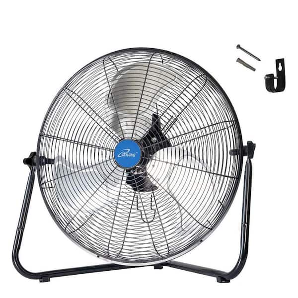 iLIVING 20 in. 3 Speeds Multi-Purpose High Velocity Floor Fan or Wall Mount Fan, 5800 CFM, 165-Watt, Black