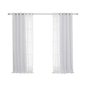 52 in. W x 84 in. L Rose Sheers and Blackout Curtains in Light Grey