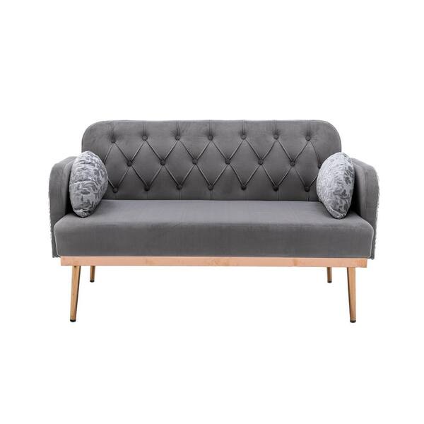 Loveseat Sofa with Throw Pillows, Modern Tufted Upholstered 2